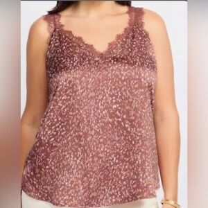 Skies are Blue Lesly Lace-Trim Floral Print V-Neck Cami Tank -size CS-nWT